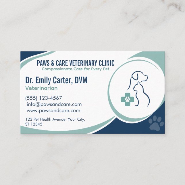 Customisable Veterinarian Business Card  (Front)