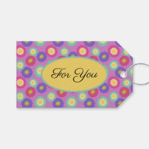 Customisable Vibrant Retro Floral Stickers Gift Tags
