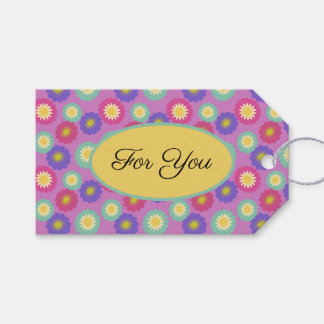 Customisable Vibrant Retro Floral Stickers Gift Tags