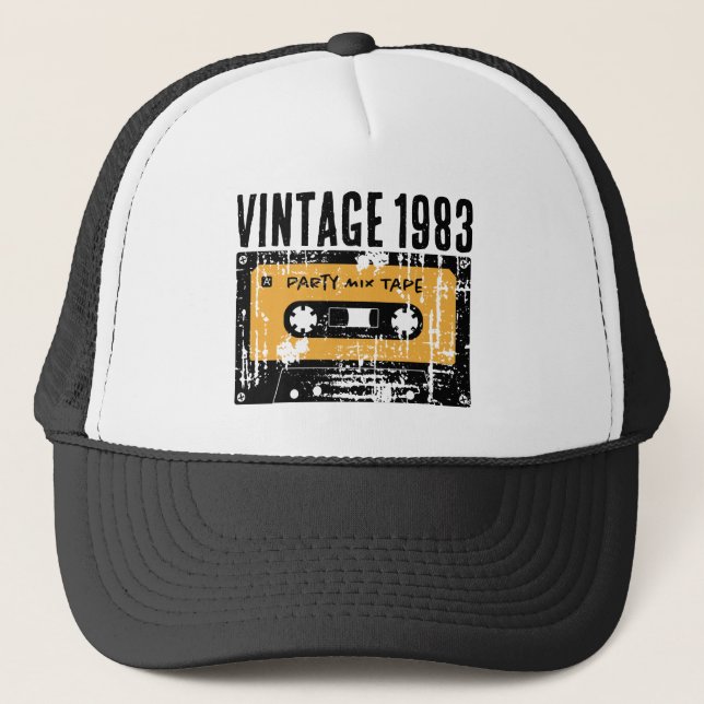 Customisable Vintage 1983 Cassette Tape  Trucker Hat (Front)