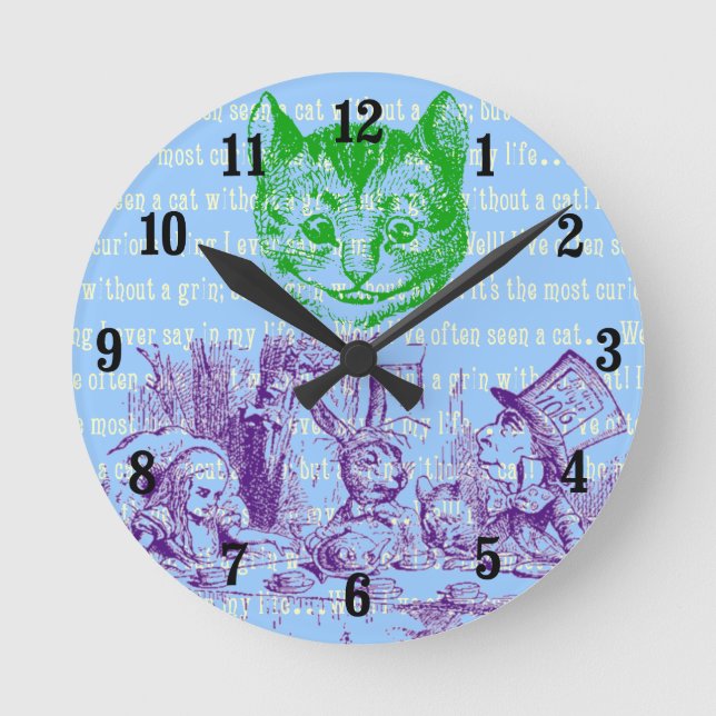 Customisable Vintage Alice in Wonderland Round Clock (Front)