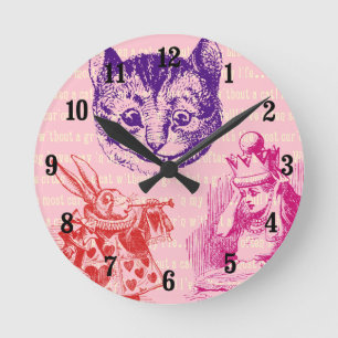 Customisable Vintage Alice in Wonderland Round Clock