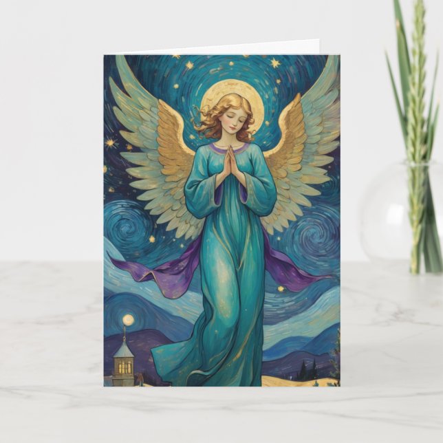 Customisable Vintage Angel Holiday Card (Front)