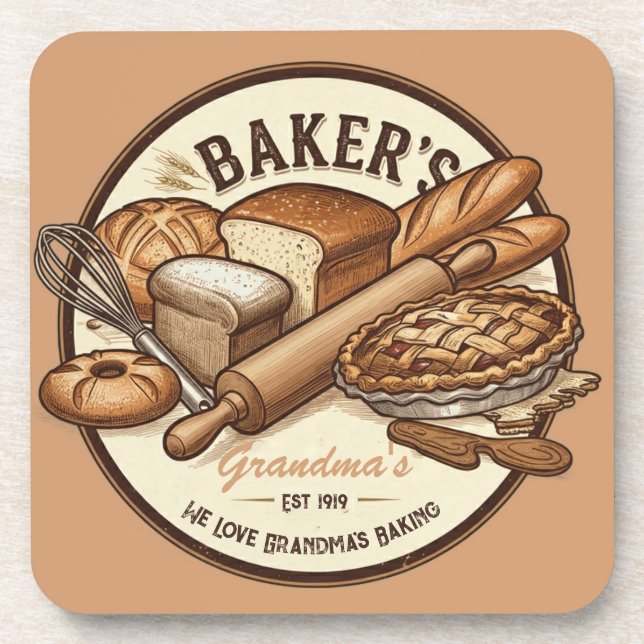 Customisable Vintage Baker’s Hard Plastic Coaster (Front)