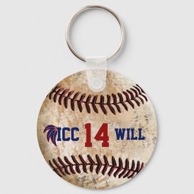 Customisable Vintage Baseball Key Ring YOUR TEXT (Front)