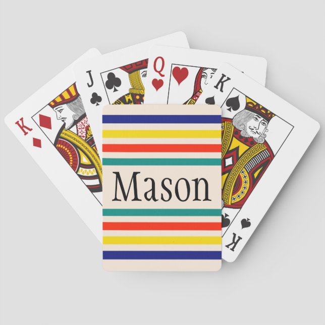 Customisable Vintage Bold Striped Playing Cards (Back)