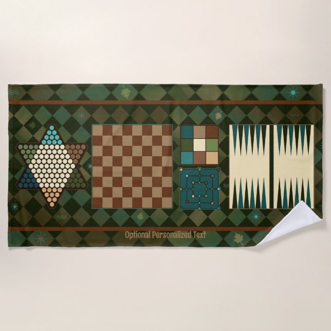 Customisable Vintage Classic Game Board Rustic  Beach Towel (Front)