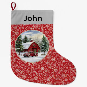 Customisable Vintage Country Christmas Large Christmas Stocking