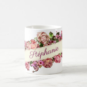 Customisable Vintage Cute Girly Floral Bridesmaid Coffee Mug