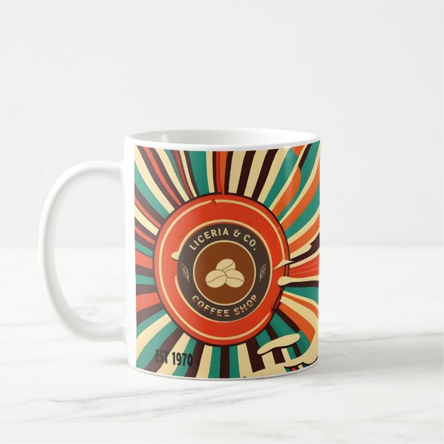 Customisable Vintage Diner Colourful Restaurant Coffee Mug (Left)
