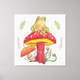 Customisable Vintage Frog and Mushroom  Canvas Print