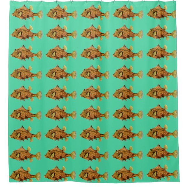 Customisable Vintage Haeckel Fish Shower Curtain (Front)