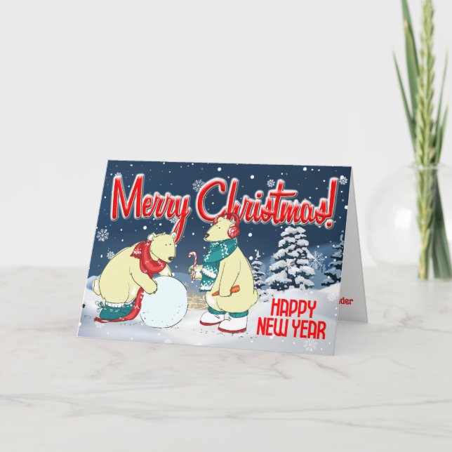 Customisable Vintage Holiday Bears Christmas (Front)