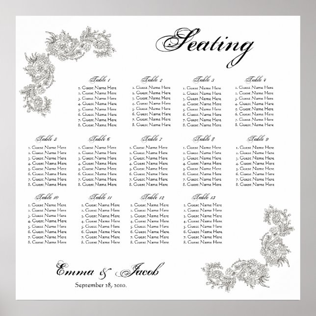 Customisable Vintage Inspired Seating Chart (Front)