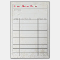 Customisable Vintage Library Book Card Notes