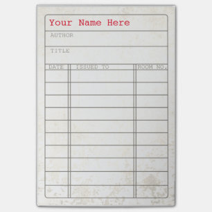 Customisable Vintage Library Book Card Notes