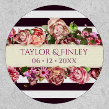 Customisable Vintage Modern Floral Striped Wedding