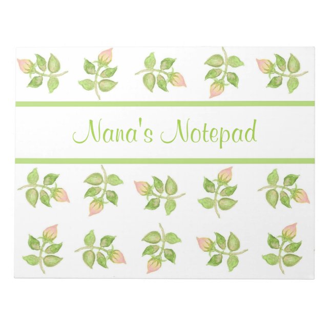 Customisable Vintage Pink Rosebuds Notepad, Jotter Notepad (Front)