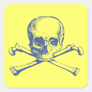 Customisable Vintage Skull & Crossbones Square Sticker