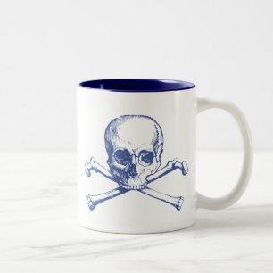 Customisable Vintage Skull & Crossbones Two-Tone Coffee Mug