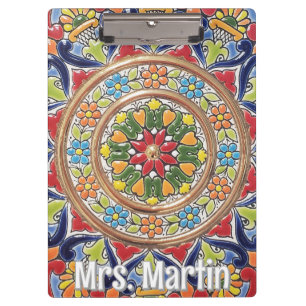 Customisable Vintage Spanish Tile Clipboard