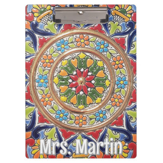 Customisable Vintage Spanish Tile Clipboard