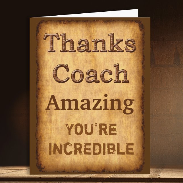 Customisable Vintage Thank You Card for Coach (Football coach thank you card. Coach thank you note. Soccer coach thank you card. Coach Thank You.)