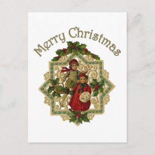 Customisable Vintage Victorian Christmas Children Holiday Postcard