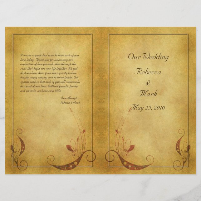 Customisable Vintage Wedding Program (Front)