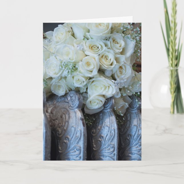 Customisable Vintage Yellow Rose Wedding Card (Front)