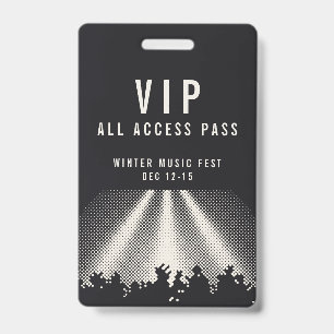 Customisable VIP All Access Music Fest Pass ID Badge