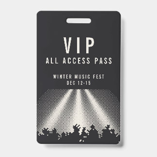 Customisable VIP All Access Music Fest Pass  ID Badge
