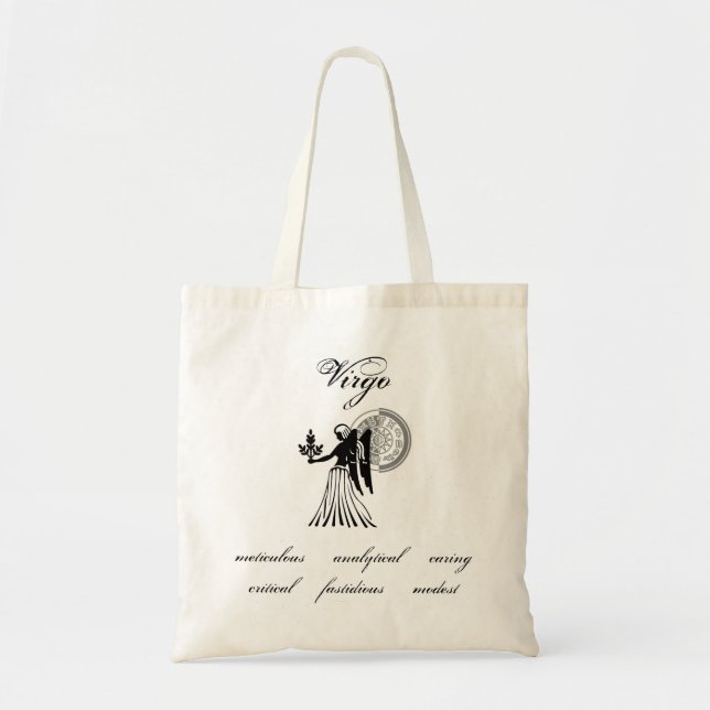 Customisable Virgo traits Greek-style Zodiac Tote Bag (Front)