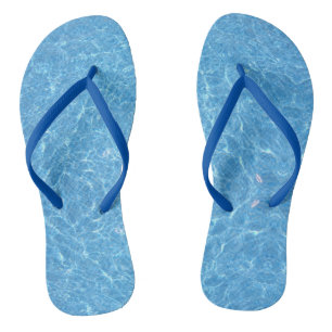Customisable Water Aqua Blue Slim Straps Adult Flip Flops