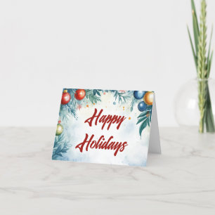 Customisable Watercolor Christmas Baubles Holiday Card