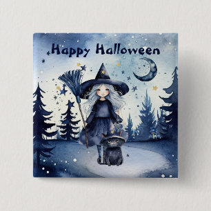Customisable Watercolor Halloween Button