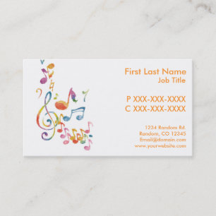 Customisable watercolor music notes business cards