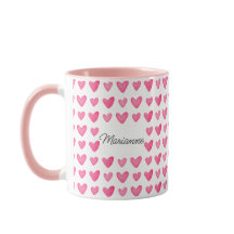 Customisable Watercolor Pink Hearts Mug