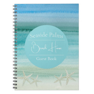 Customisable Watercolor Starfish Guestbook Notebook