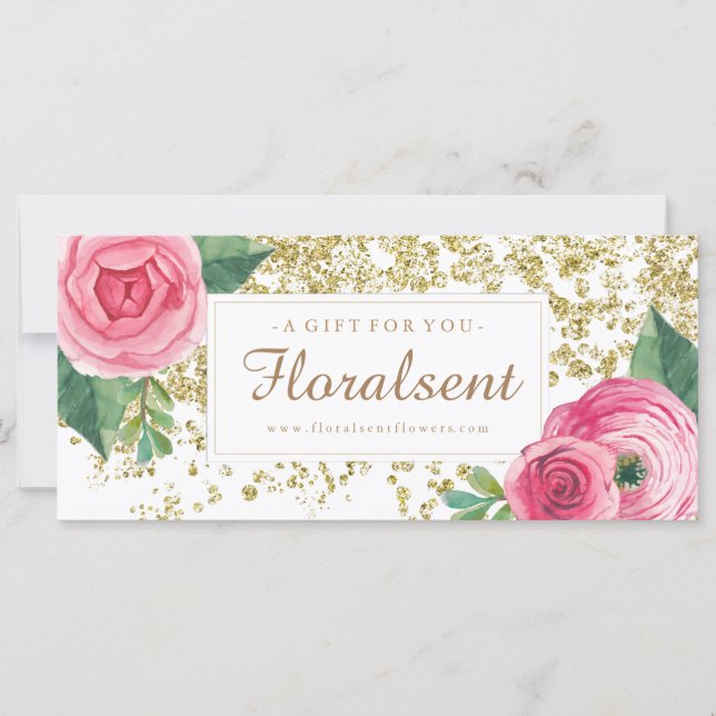 Customisable Watercolour Roses Gift Certificate (Front)