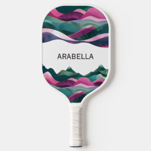 Customisable Waves Abstract Mountain Landscape Pickleball Paddle