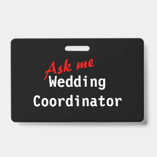 Customisable Wedding Coordinator Badge ID Badge