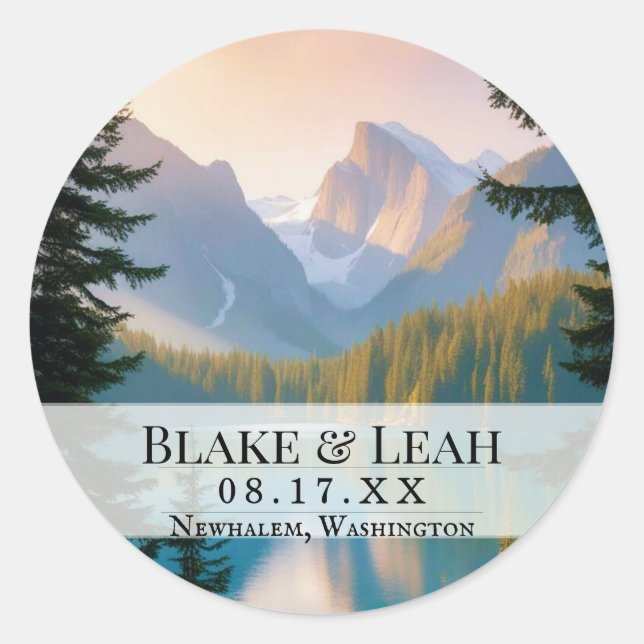 Customisable Wedding Date Event Sticker Mountain (Front)