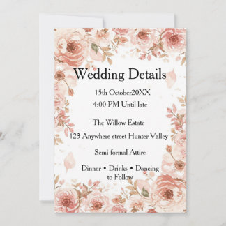 Customisable Wedding Details Card – Elegant