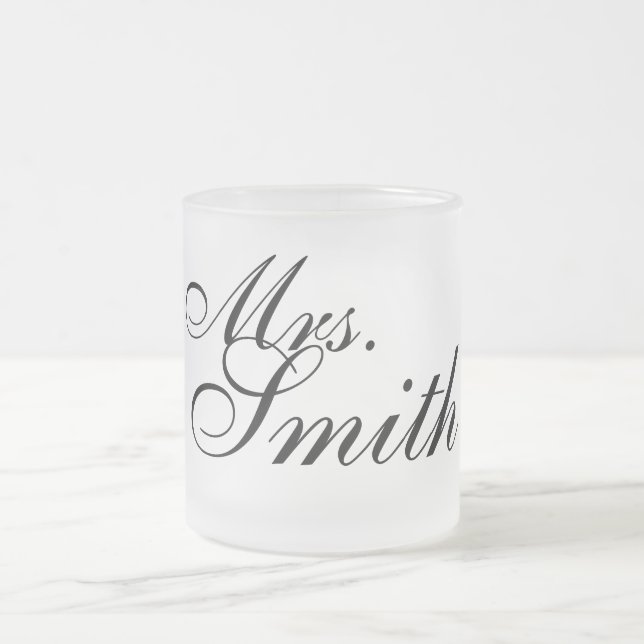 Customisable wedding gift frosted coffee mug mrs (Center)