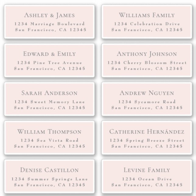 Customisable Wedding Guest Address Labels (Front)