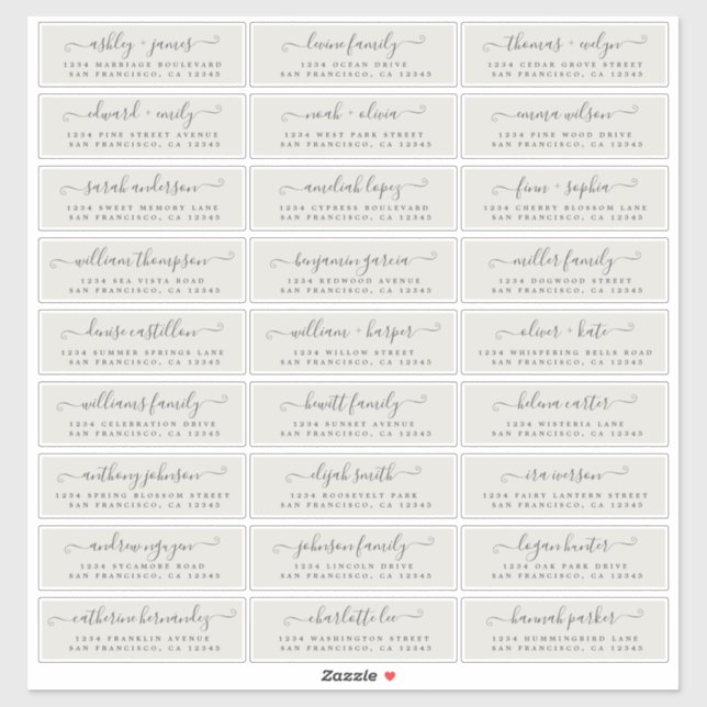 Customisable Wedding Guest Address Labels (Sheet)