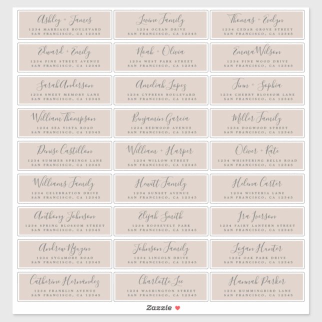 Customisable Wedding Guest Address Labels (Sheet)
