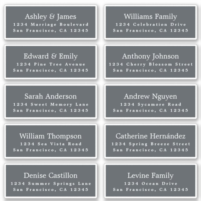 Customisable Wedding Guest Address Labels (Front)