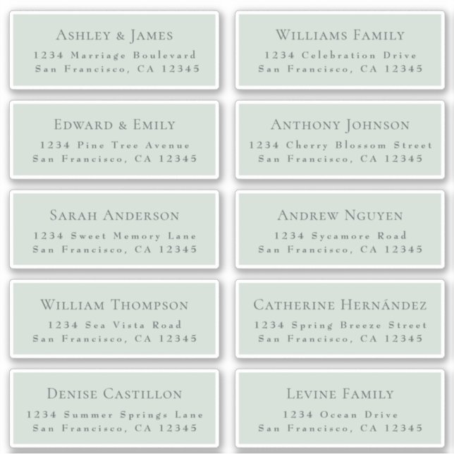 Customisable Wedding Guest Address Labels (Front)